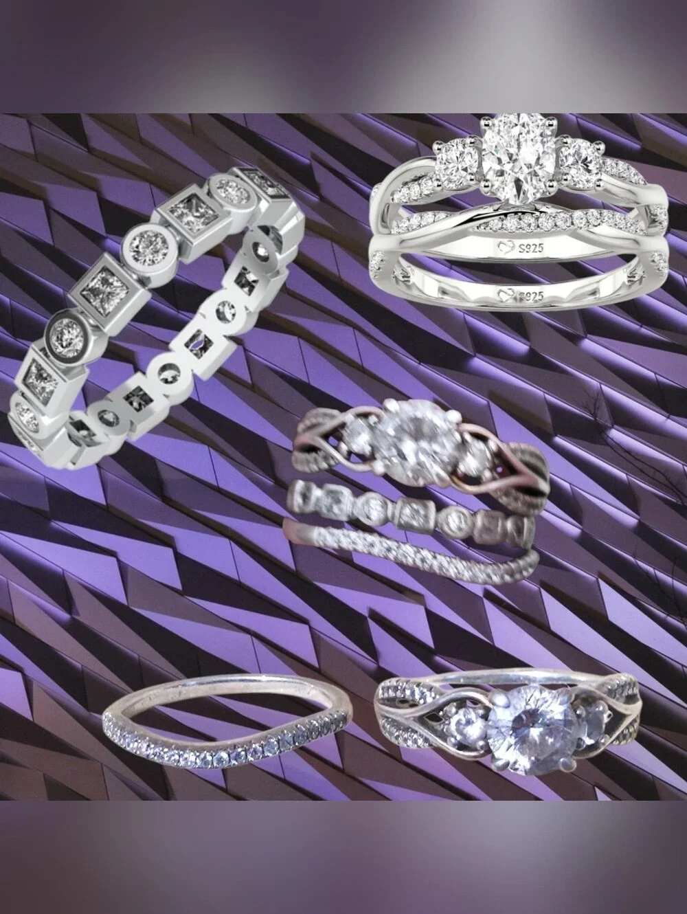JEULIA 925 3-PIECE STACKABLE ENGAGEMENT RING SET